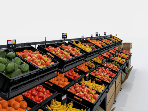 Fruits and vegetables Supermarket Grocery store showcase 3 3Dモデル