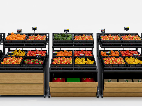 Fruits and vegetables Supermarket Grocery store showcase 3 3Dモデル