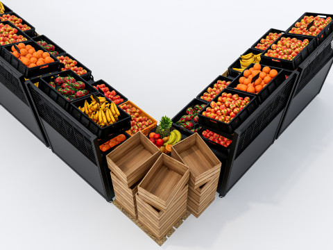 Fruits and vegetables Supermarket Grocery store showcase 3 3Dモデル