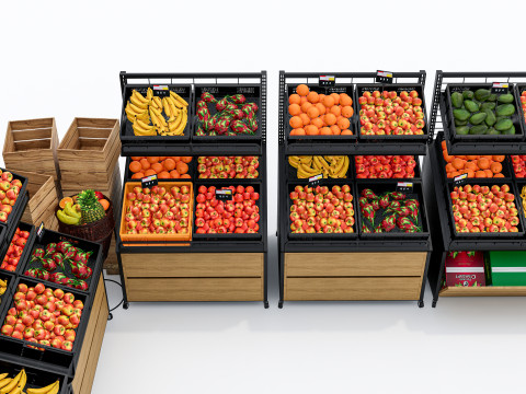 Fruits and vegetables Supermarket Grocery store showcase 3 3Dモデル