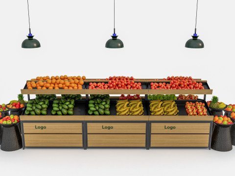 Fruits and vegetables Supermarket Grocery store showcase 4 3D Model