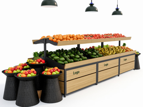 Fruits and vegetables Supermarket Grocery store showcase 4 3D Модель
