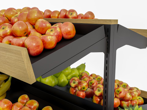 Fruits and vegetables Supermarket Grocery store showcase 4 3D Модель