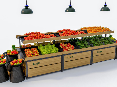 Fruits and vegetables Supermarket Grocery store showcase 4 3D Модель