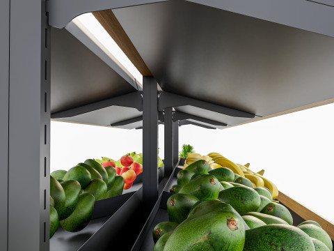 Fruits and vegetables Supermarket Grocery store showcase 4 3D Модель
