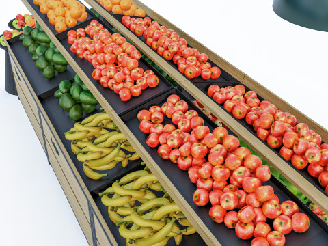 Fruits and vegetables Supermarket Grocery store showcase 4 3D Модель
