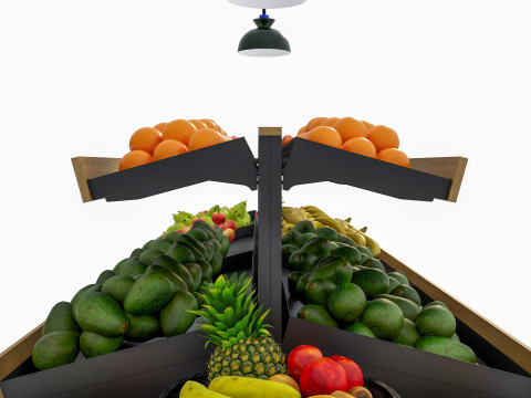 Fruits and vegetables Supermarket Grocery store showcase 4 3D Модель