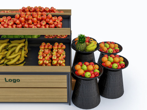 Fruits and vegetables Supermarket Grocery store showcase 4 3D Модель