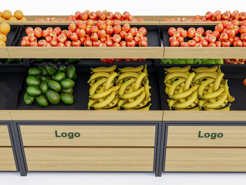 Fruits and vegetables Supermarket Grocery store showcase 4 3D Модель