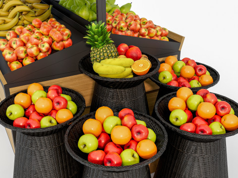 Fruits and vegetables Supermarket Grocery store showcase 4 3D Модель