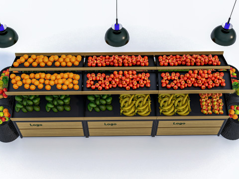 Fruits and vegetables Supermarket Grocery store showcase 4 3D Модель