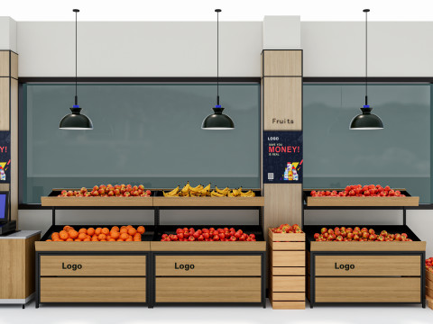 Fruits and vegetables Supermarket Grocery store showcase 5 3D Model