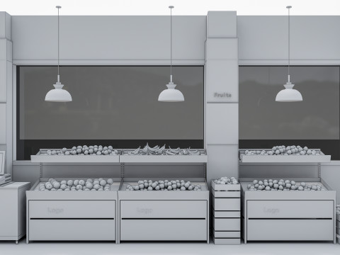 Fruits and vegetables Supermarket Grocery store showcase 5 3D Model