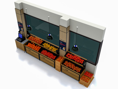 Fruits and vegetables Supermarket Grocery store showcase 5 3D Model