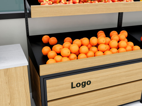 Fruits and vegetables Supermarket Grocery store showcase 5 3D Model