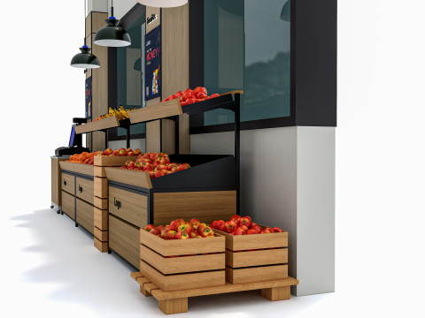 Fruits and vegetables Supermarket Grocery store showcase 5 3D Model
