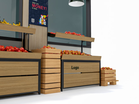Fruits and vegetables Supermarket Grocery store showcase 5 3D Model