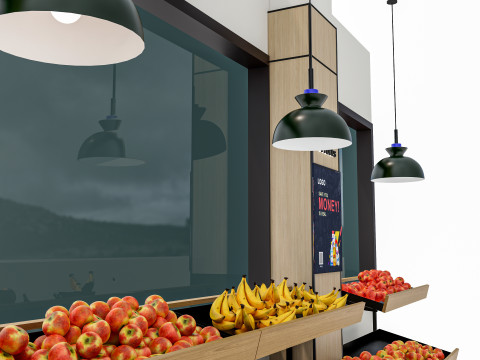 Fruits and vegetables Supermarket Grocery store showcase 5 3D Model