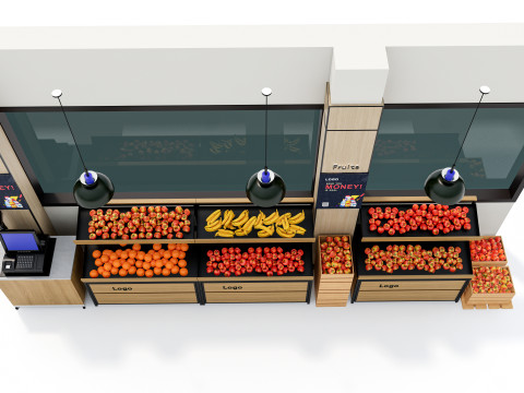 Fruits and vegetables Supermarket Grocery store showcase 5 3D Model
