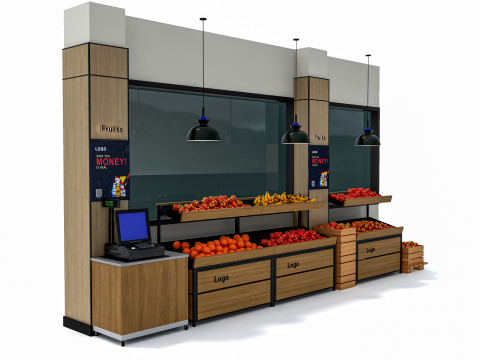 Fruits and vegetables Supermarket Grocery store showcase 5 3D Model