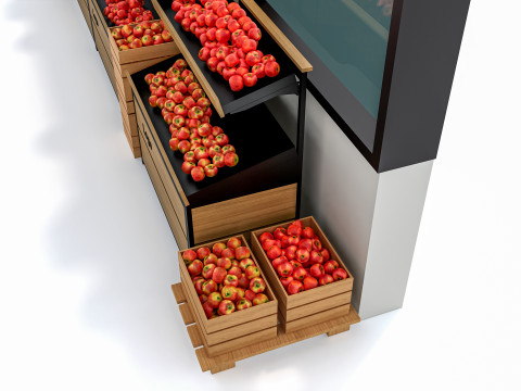 Fruits and vegetables Supermarket Grocery store showcase 5 3D Model