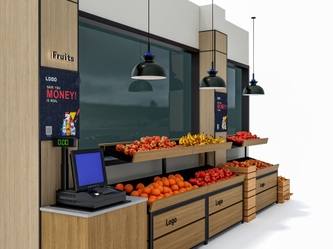 Fruits and vegetables Supermarket Grocery store showcase 5 3D Model