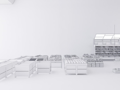 Fruits and vegetables Supermarket Grocery store Rack 1 3D 模型