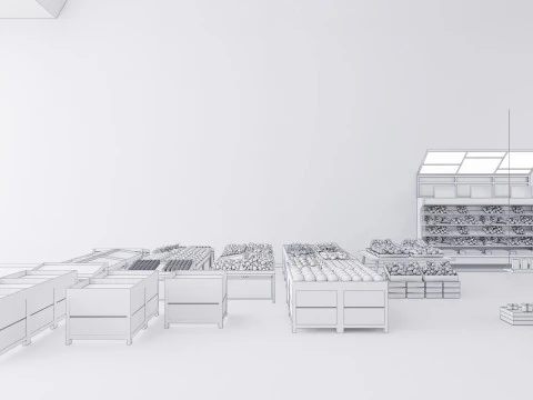 Frutas e legumes Supermercado Mercearia Rack 1 Modelo 3D