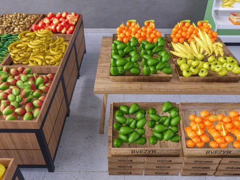 Frutas e legumes Supermercado Mercearia Rack 1 Modelo 3D