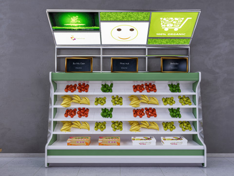 Fruits and vegetables Supermarket Grocery store Rack 1 3D 模型