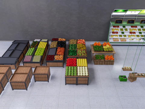 Frutas e legumes Supermercado Mercearia Rack 1 Modelo 3D