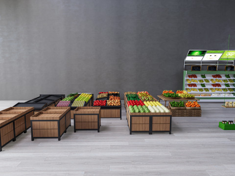 Fruits and vegetables Supermarket Grocery store Rack 1 3D 模型
