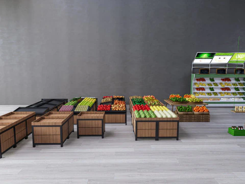 Frutas e legumes Supermercado Mercearia Rack 1 Modelo 3D