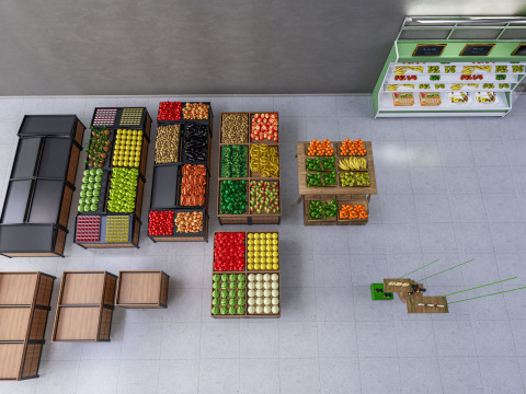 Fruits and vegetables Supermarket Grocery store Rack 1 3D 模型