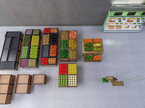 Frutas e legumes Supermercado Mercearia Rack 1 Modelo 3D