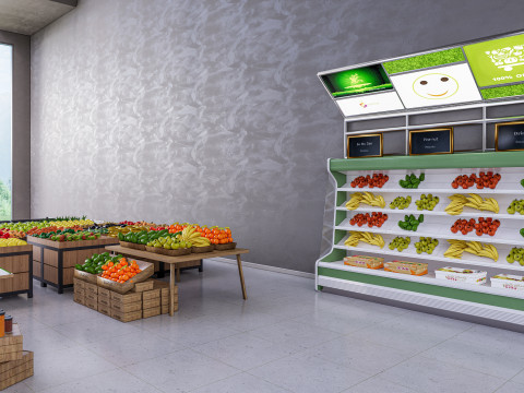 Fruits and vegetables Supermarket Grocery store Rack 1 3D 模型