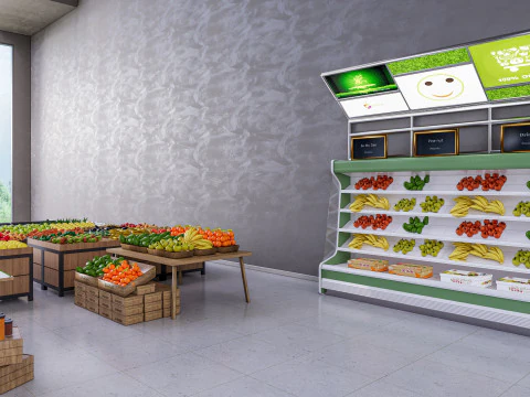 Frutas e legumes Supermercado Mercearia Rack 1 Modelo 3D