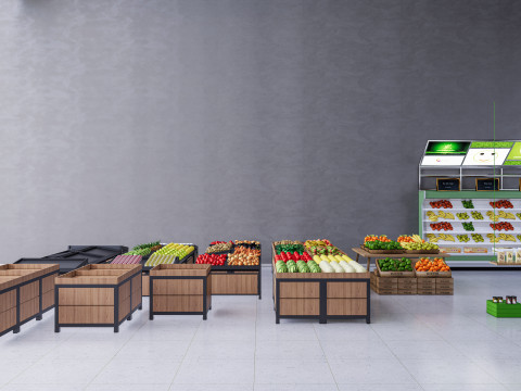 Fruits and vegetables Supermarket Grocery store Rack 1 3D 模型
