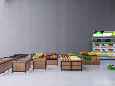 Frutas e legumes Supermercado Mercearia Rack 1 Modelo 3D