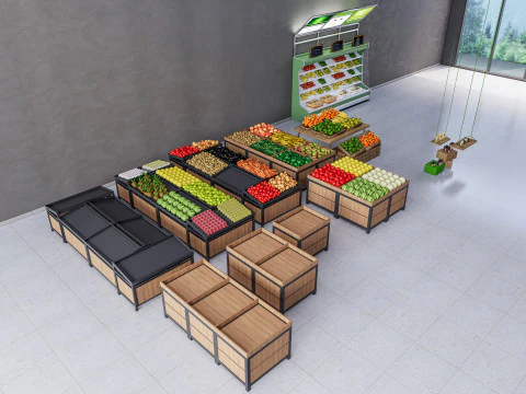 Frutas e legumes Supermercado Mercearia Rack 1 Modelo 3D