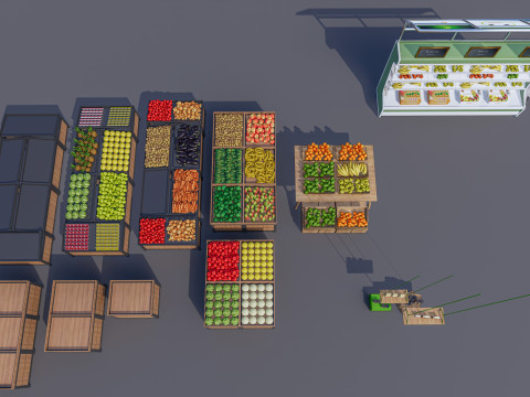 Fruits and vegetables Supermarket Grocery store Rack 1 3D 模型