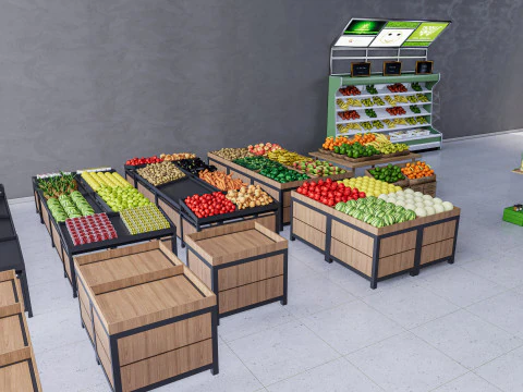 Frutas e legumes Supermercado Mercearia Rack 1 Modelo 3D