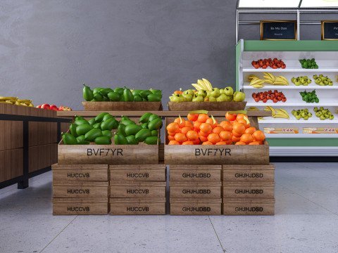 Fruits and vegetables Supermarket Grocery store Rack 1 3D 模型
