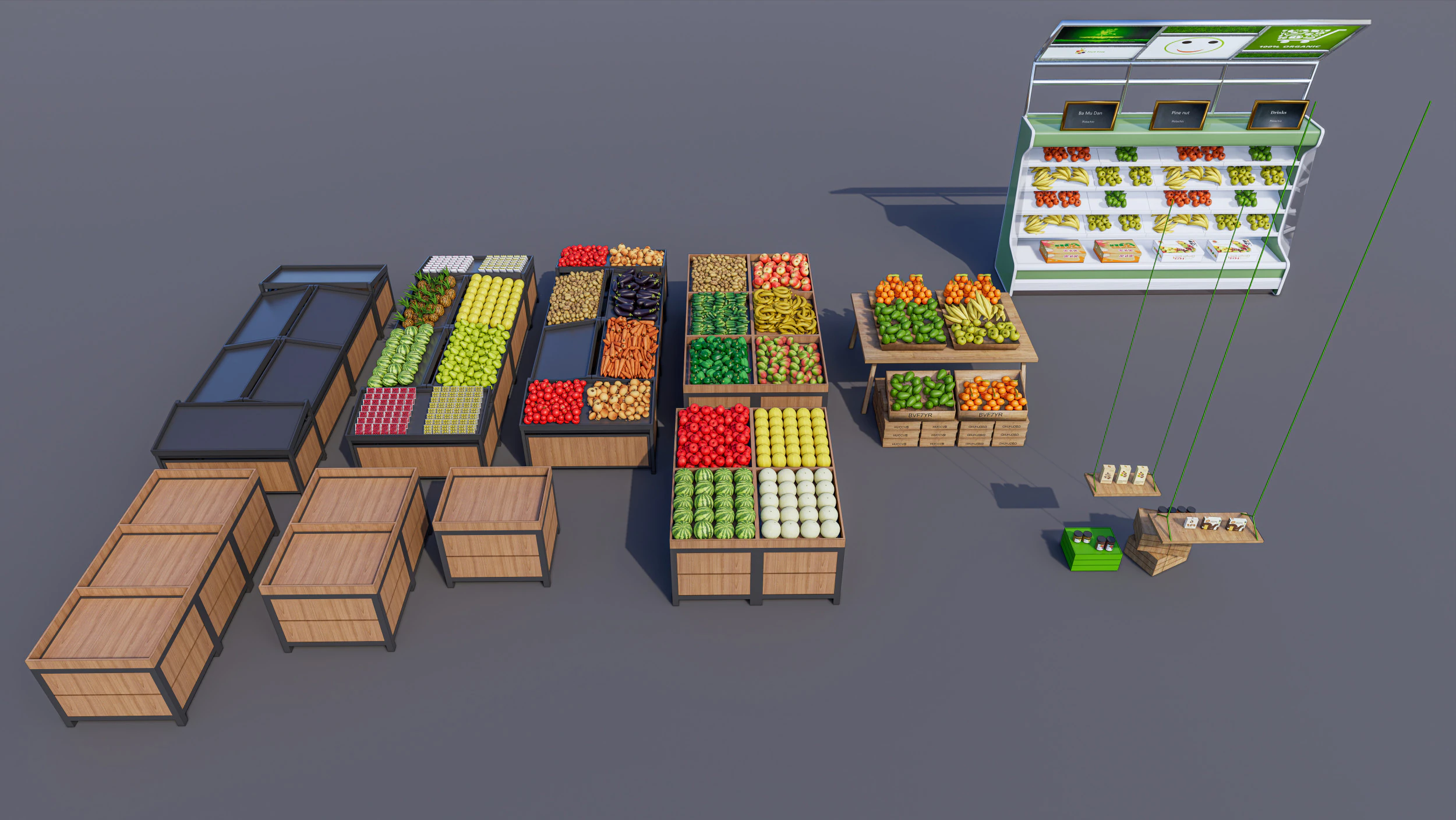 Frutas e legumes Supermercado Mercearia Rack 1 Modelo 3D .c4d .max .obj .3ds .fbx .stl .blend 