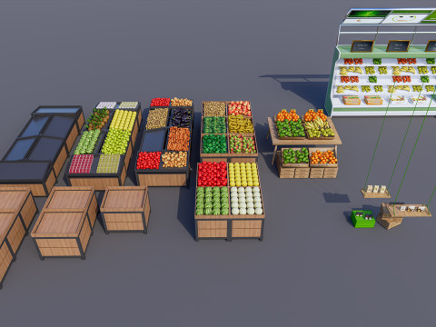 Fruits and vegetables Supermarket Grocery store Rack 1 3D Model