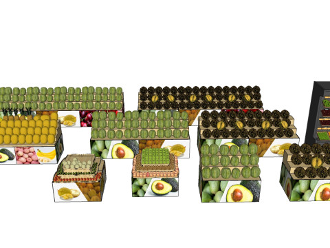 Fruits and vegetables Supermarket Grocery store Rack 2 3D Модель
