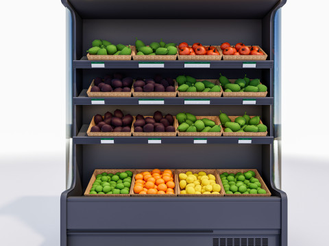 Fruits and vegetables Supermarket Grocery store Rack 2 3D Модель