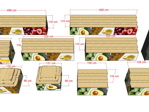 Fruits and vegetables Supermarket Grocery store Rack 2 3D Модель