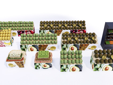 Fruits and vegetables Supermarket Grocery store Rack 2 3D Модель