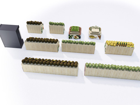 Fruits and vegetables Supermarket Grocery store Rack 2 3D Модель